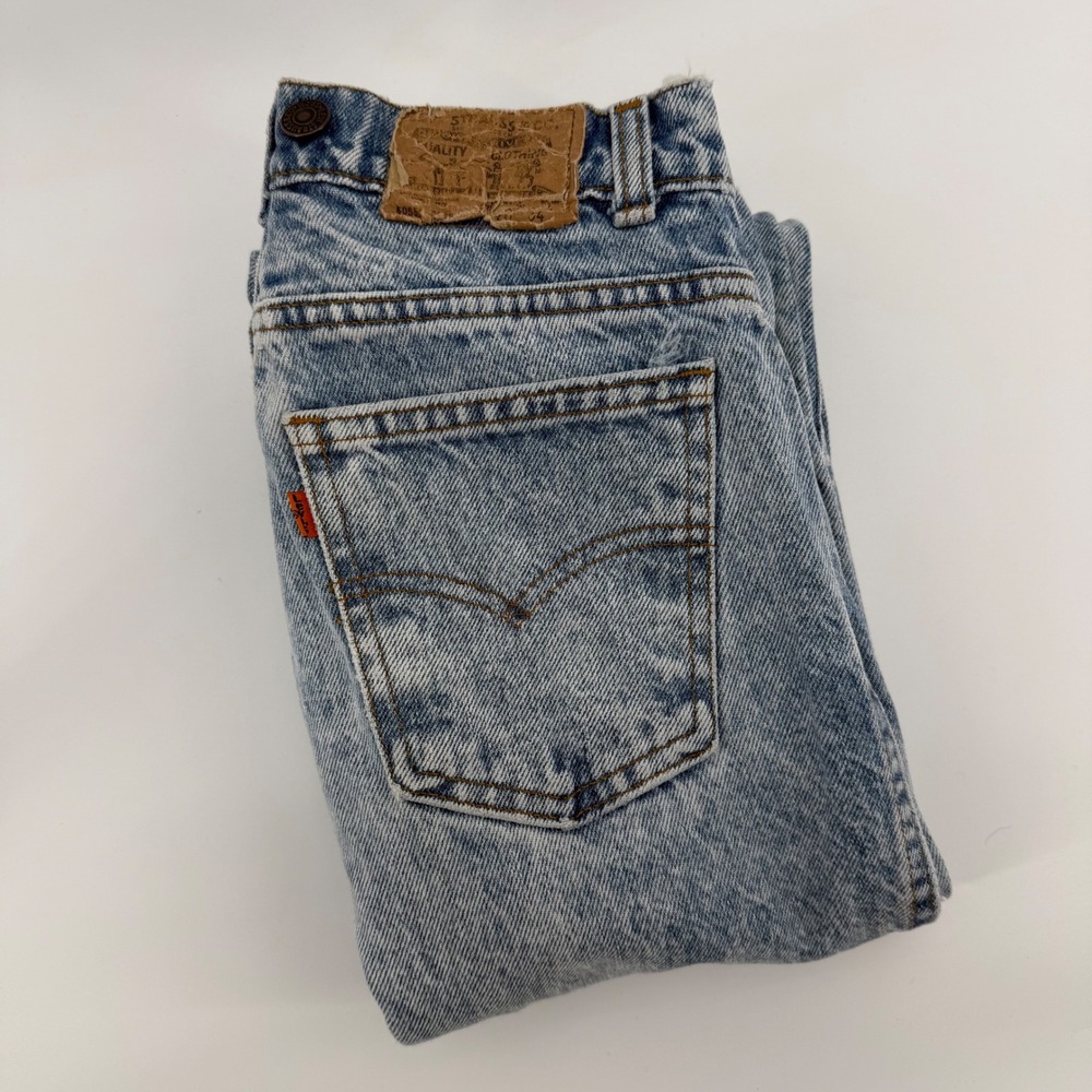 Vintage Levis 552 Orange Tab Acid Wash Jeans USA Made 26x32 80's suspender‎ tabs
